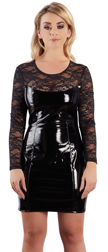 Lack-Kleid mit Spitze